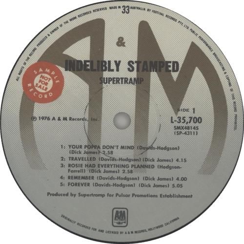 Supertramp - Indelibly Stamped レコード Supertramp – Indelibly Stamped – Vinyl (Gatefold, LP, Album
